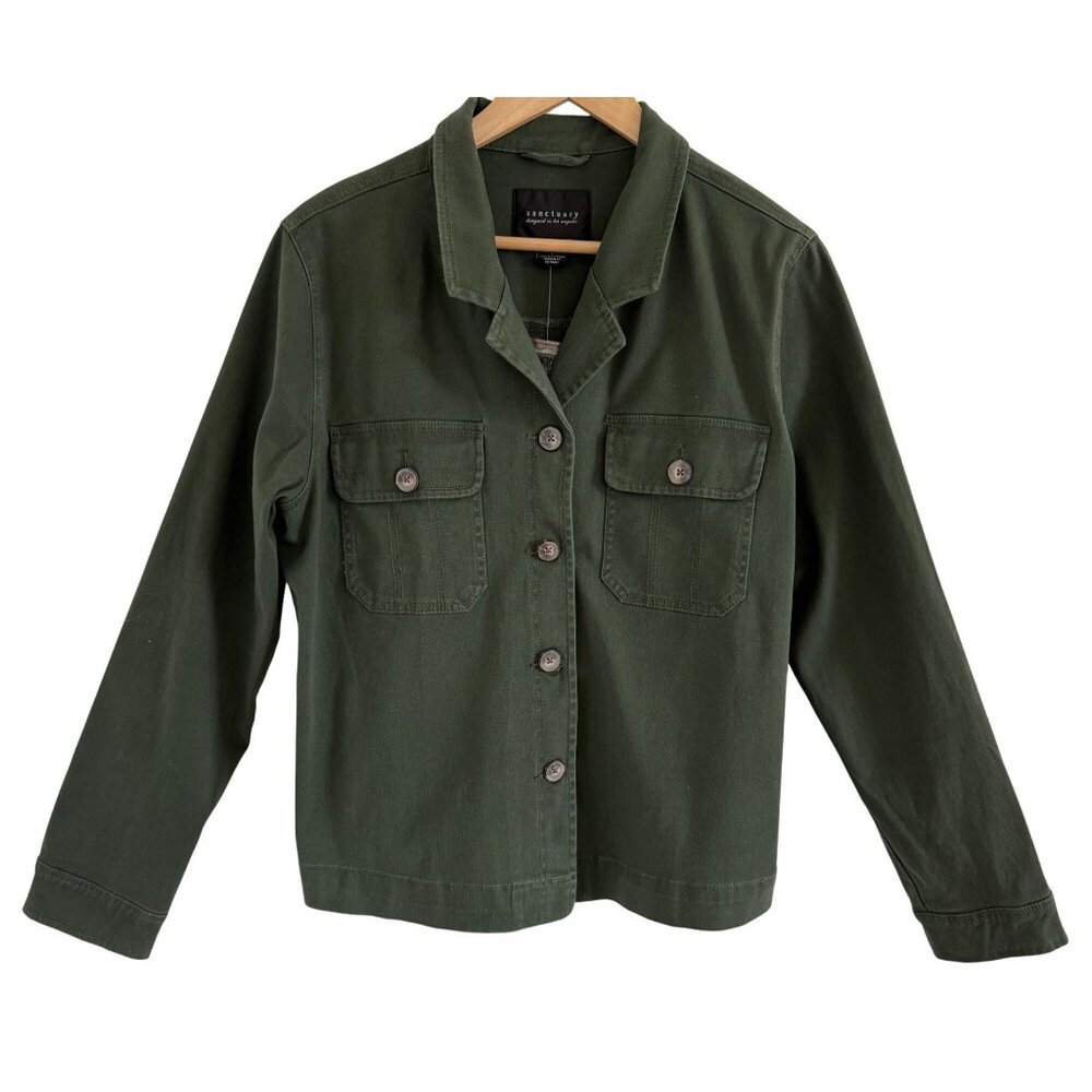 Sanctuary Anthropologie L New Olive Utility 2 Patch Pocket Utility Jacket Earthy
